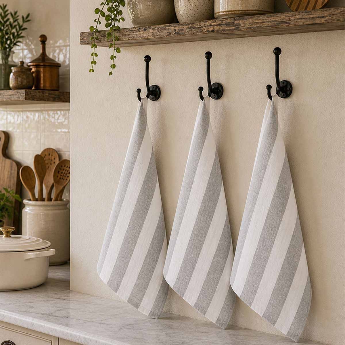 Rans Alfresco Stripes Cotton Set of 3 Tea Towels 45 x 65 cm