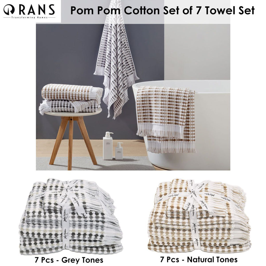 Jenny Mclean Pom Pom Cotton Towel Set, 7 Piece