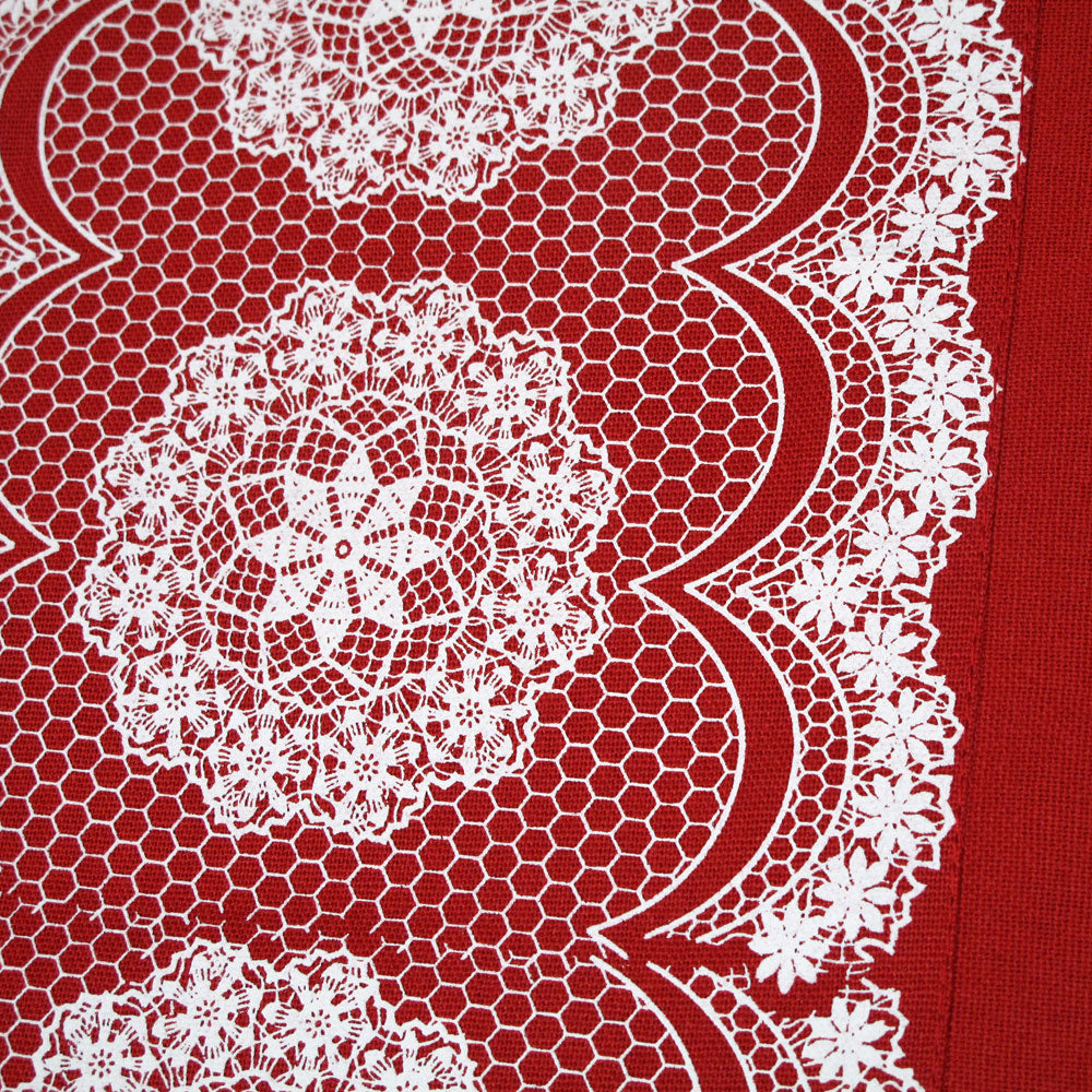 Rapee Cotton Lacey Red Table Placemats, Set of 4, 33 x 45 cm