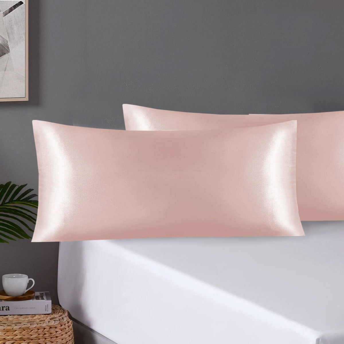 Polyester Satin Pillowcase Pair with Envelope Closure, King, Rose