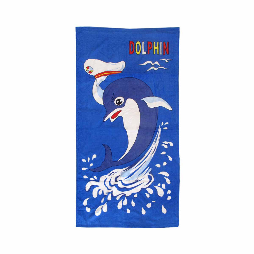 Bloomington Dolphin Kids Cartoon Printed Cotton Beach Towel 70 X