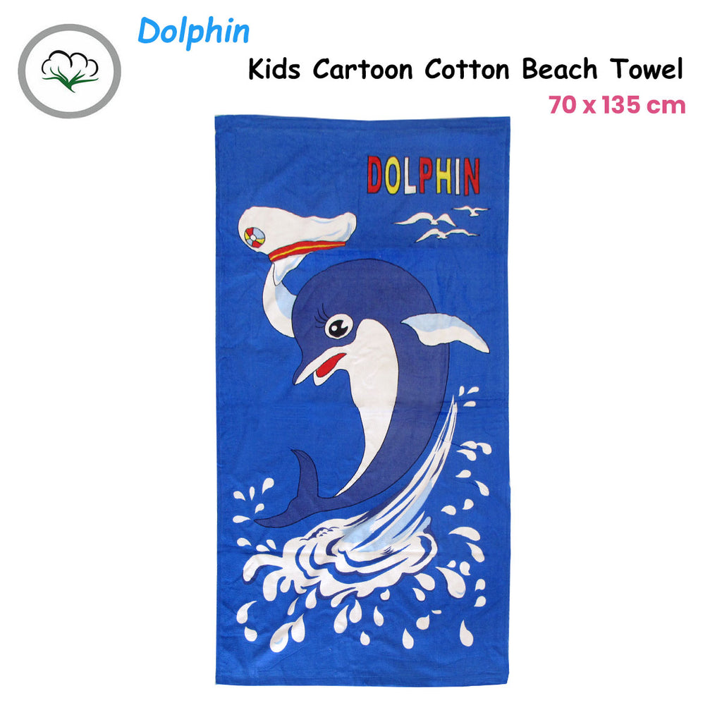 Bloomington Dolphin Kids Cartoon Printed Cotton Beach Towel 70 X
