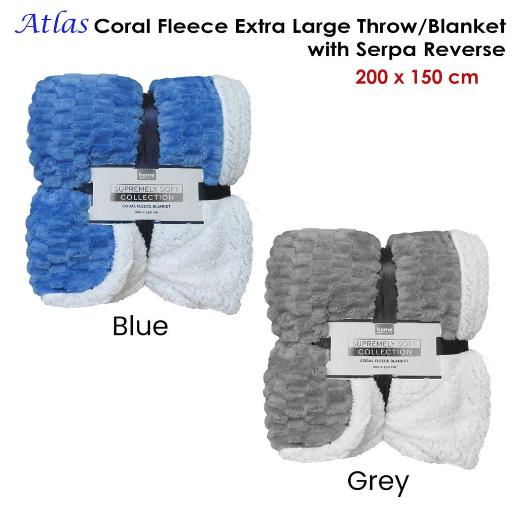 Atlas Coral Fleece Throw and Single Blanket, 150 x 200 cm
