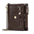 Men's Genuine Leather Wallet RFID Blocking Retro Bifold Zipper Card
