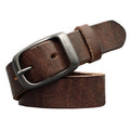 Men's Genuine Leather Belt Vintage Cowhide Pin Buckle 125cm