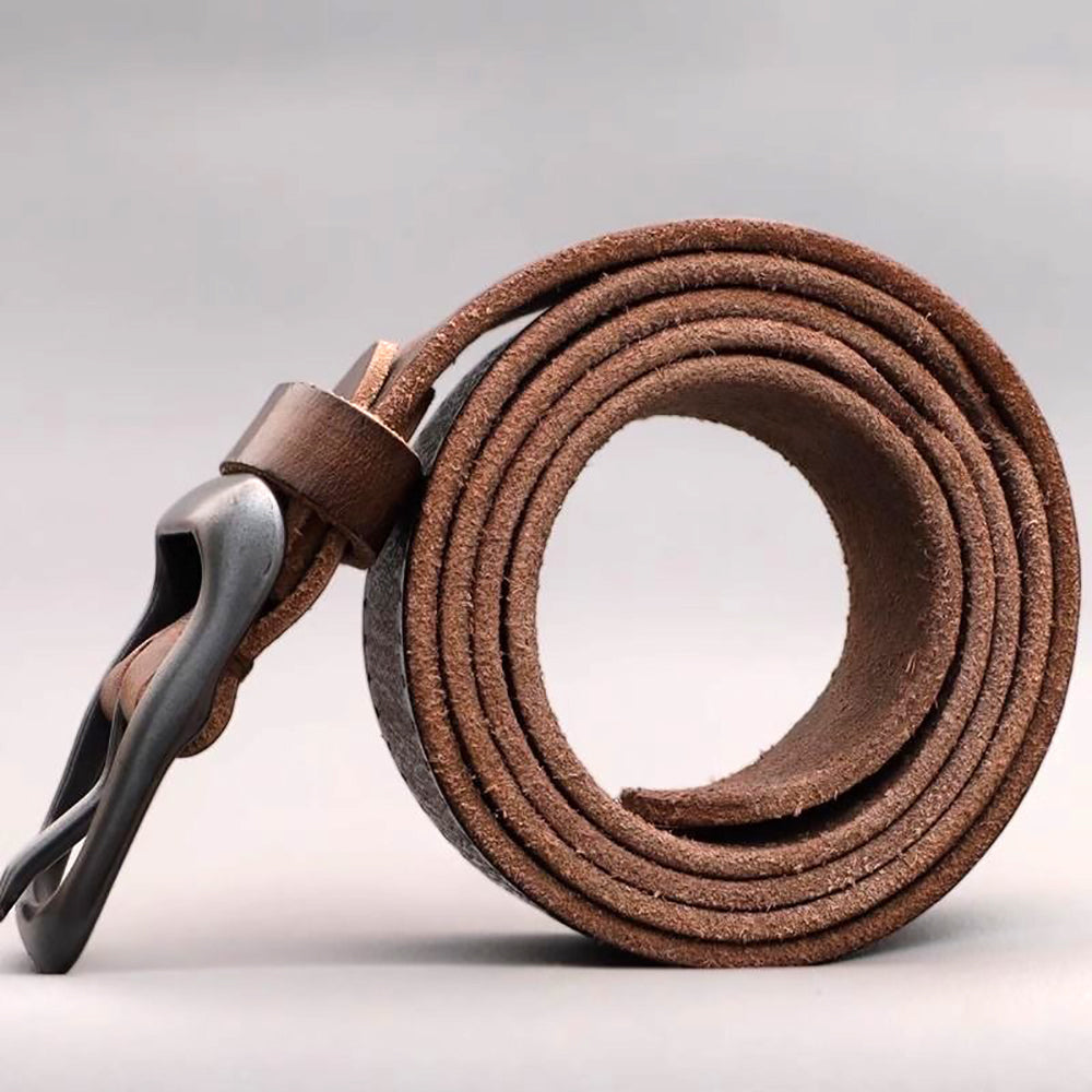 Men's Genuine Leather Belt Vintage Cowhide Pin Buckle 125cm