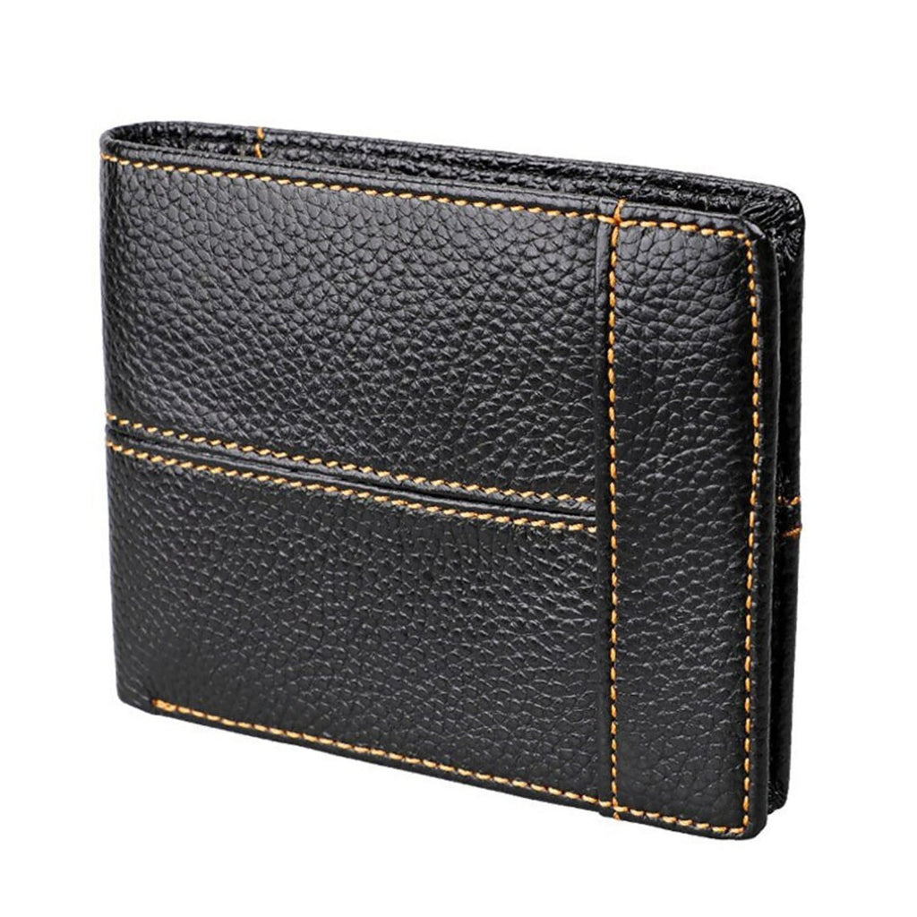 Men's Genuine Leather Bilfold Wallet RFID Blocking Card Holder Zipper