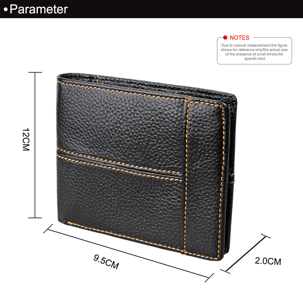 Men's Genuine Leather Bilfold Wallet RFID Blocking Card Holder Zipper
