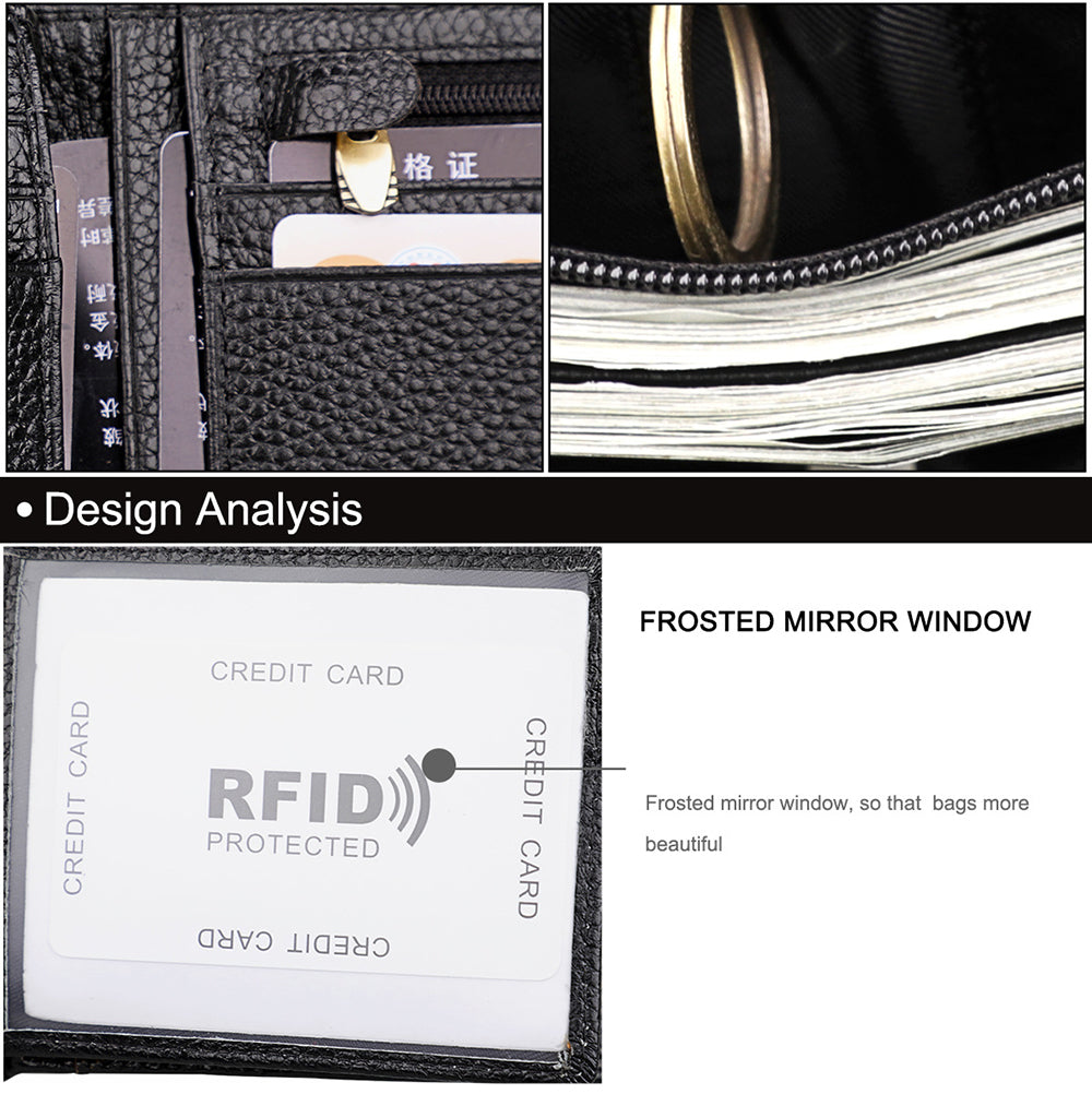 Men's Genuine Leather Bilfold Wallet RFID Blocking Card Holder Zipper