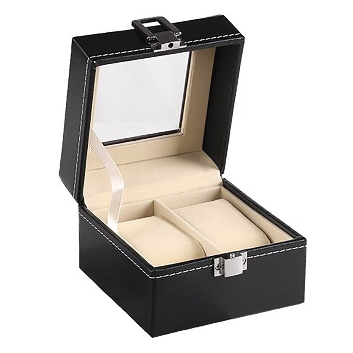 JR Joyreap 2 Slot Watch Box with Glass Top, PU Leather