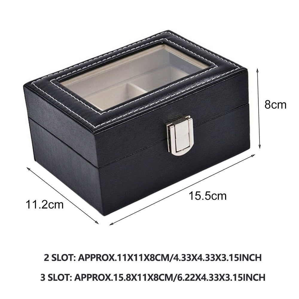 JR Joyreap 2 Slot Watch Box with Glass Top, PU Leather