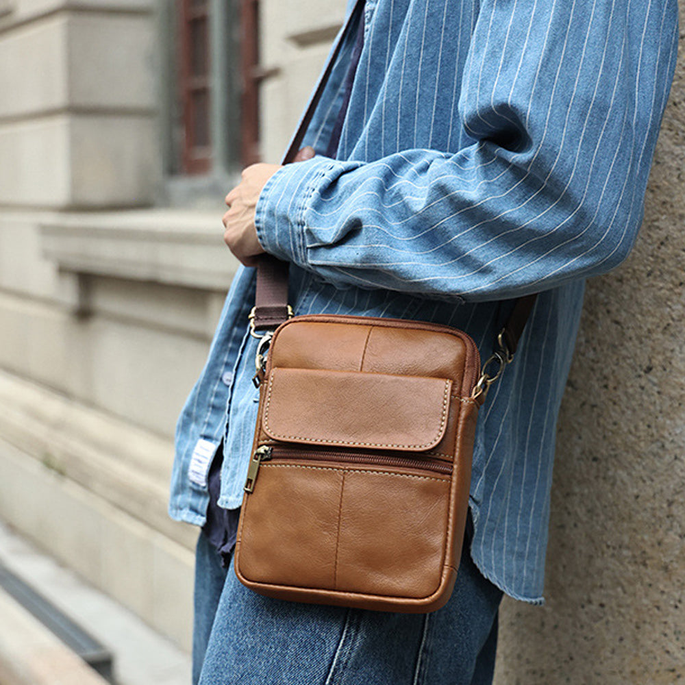 JR Joyreap Leather Crossbody Bag, Fits 7.9 in iPad, shown in a real setting