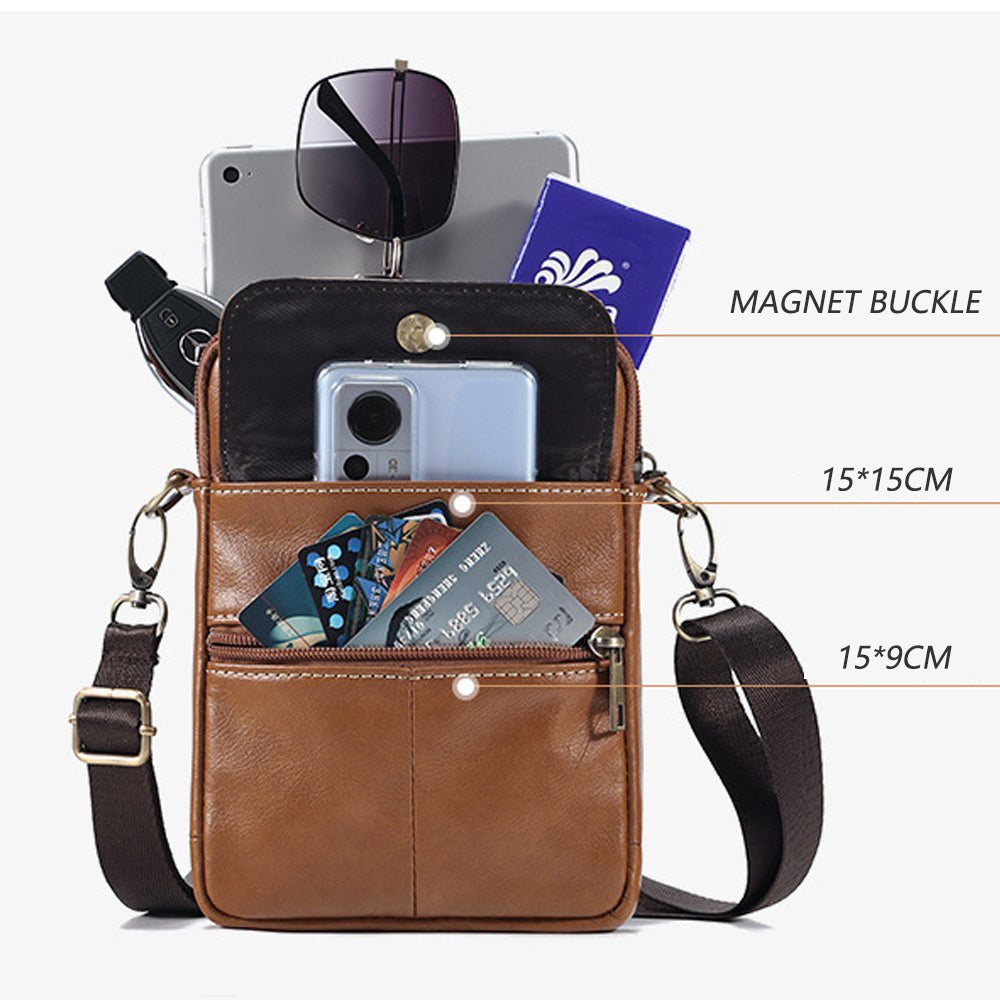 JR Joyreap Leather Crossbody Bag, Fits 7.9 in iPad, with its measurements marked, photo 5 of 6