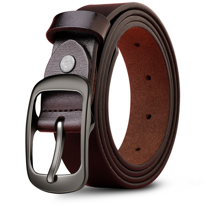 Genuine Leather 110-120CM Womens Belt Pin Buckle Top Layer Cow