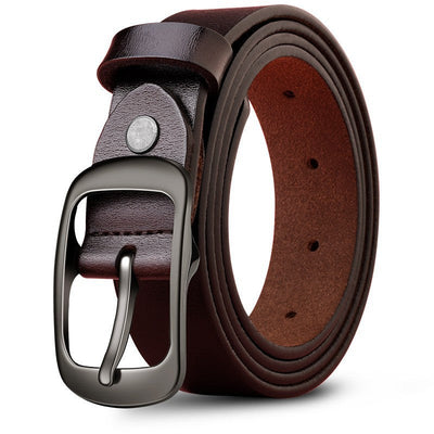 Genuine Leather 110-120CM Womens Belt Pin Buckle Top Layer Cow