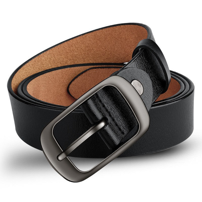Genuine Leather 110-120CM Womens Belt Pin Buckle Top Layer Cow