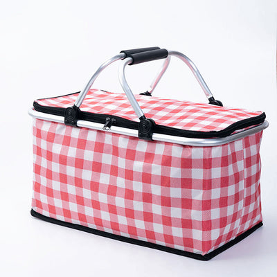 Collapsible Outdoor Camping Portable Insulated Picnic Basket Camping, Pack(Red
