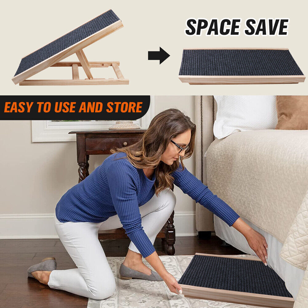 VaKa 100cm Foldable Dog Pet Ramp Adjustable Height Dogs Stairs