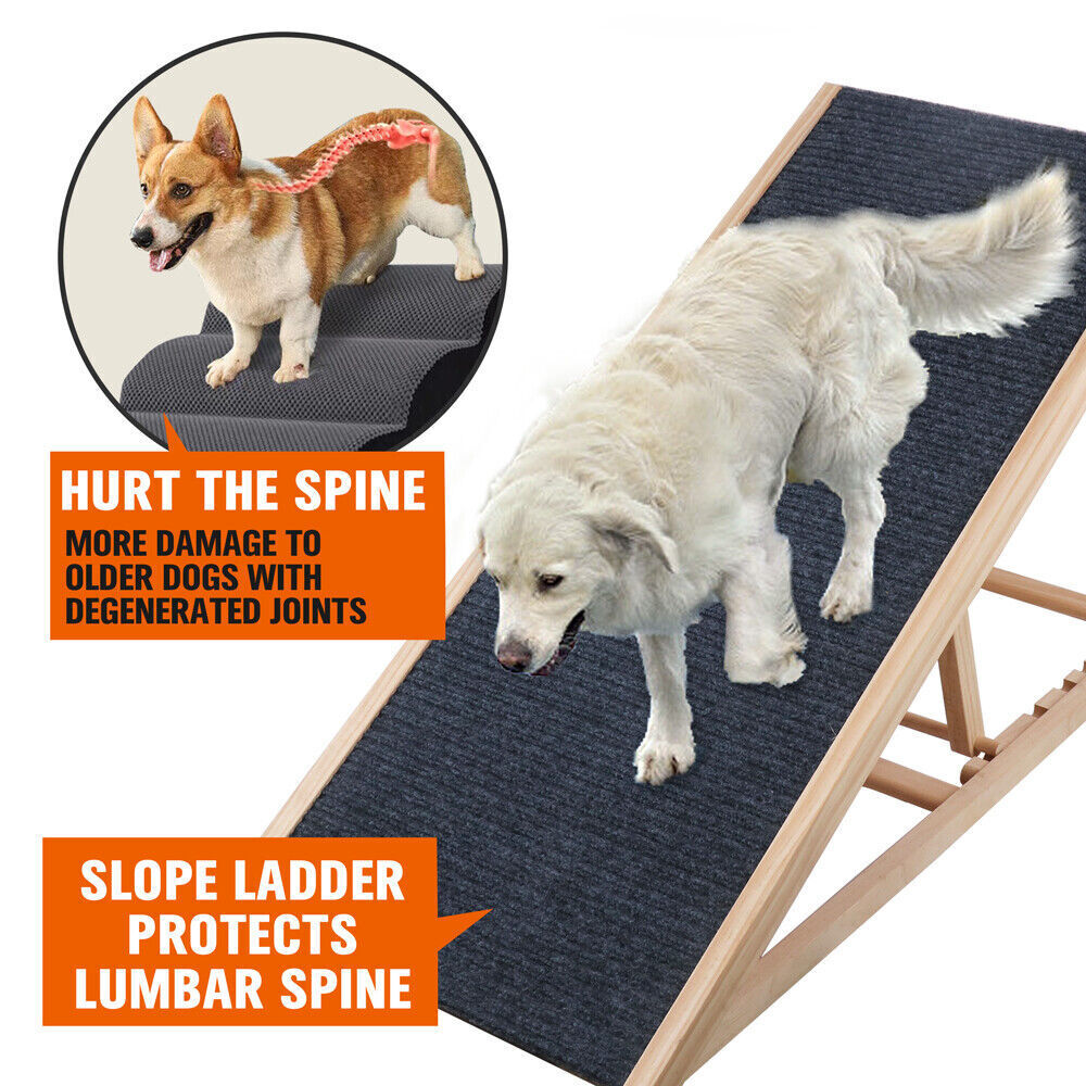 VaKa 100cm Foldable Dog Pet Ramp Adjustable Height Dogs Stairs