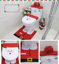 Christmas Toilet Seat Cover and Bathroom Rug Set, 4 Pieces