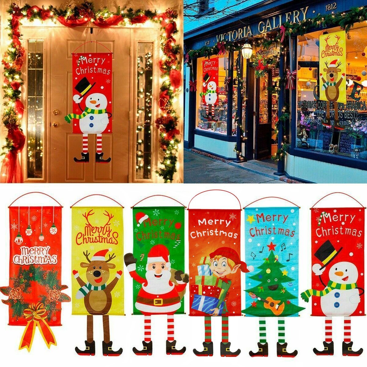 Christmas Hanging Banner Flags, Set of 6, 115 cm