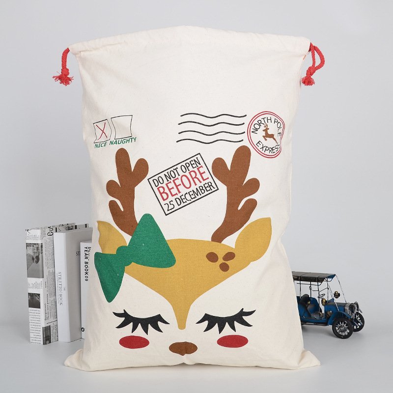 Printed Christmas Sack with Drawstring, 68 x 44 cm