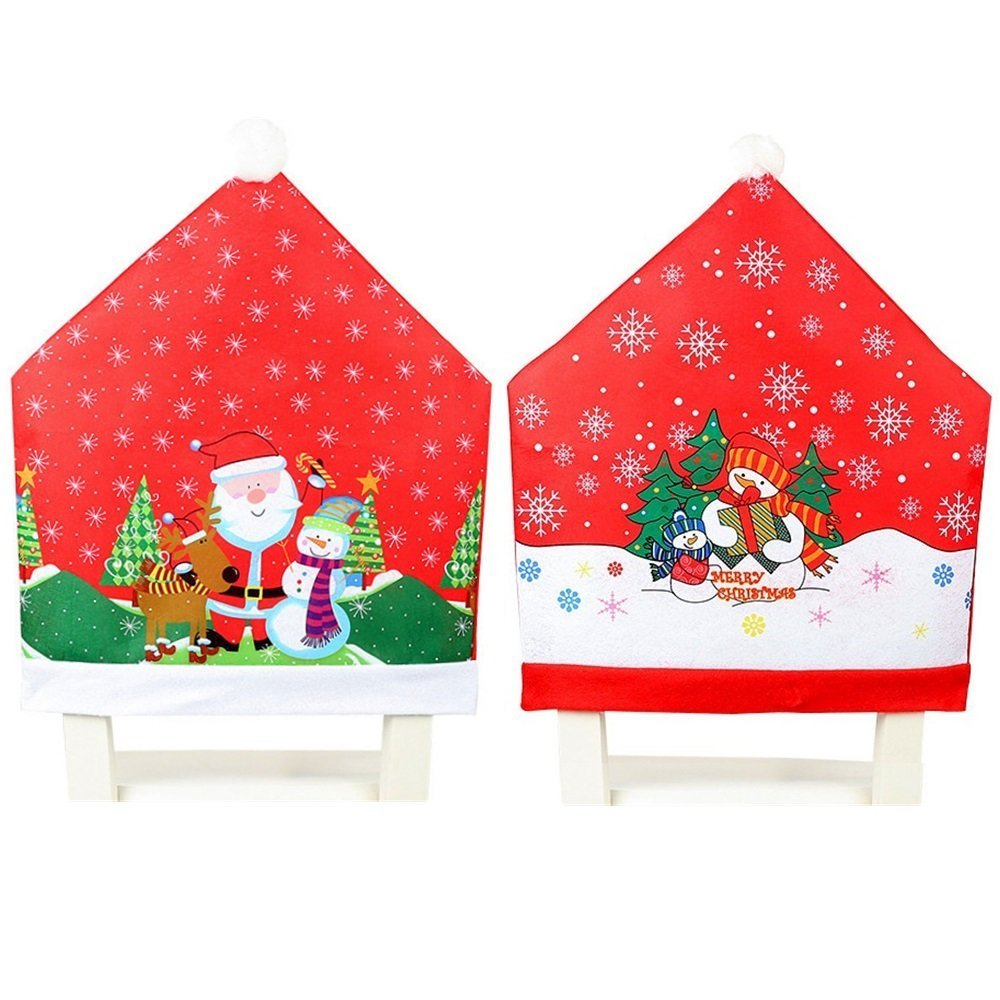 Christmas Chair Covers, Santa or Snowman, Set of 10
