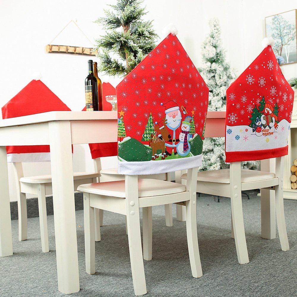 Christmas Chair Covers, Santa or Snowman, Set of 10