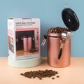 QNA Stainless Steel Coffee Canister with Spoon, Champagne Gold, 1.8 L