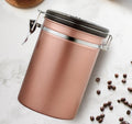 QNA Stainless Steel Coffee Canister with Spoon, Champagne Gold, 1.2 L