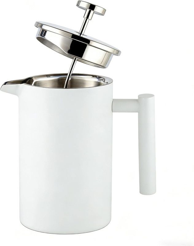 QNA French Press Gift Set with Coffee Canister, White, 1000 ml