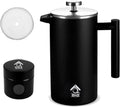 QNA French Press Gift Set with Coffee Canister, Black, 350 ml
