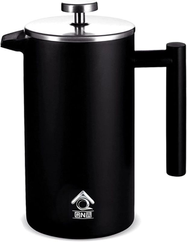 QNA French Press Gift Set with Coffee Canister, Black, 350 ml