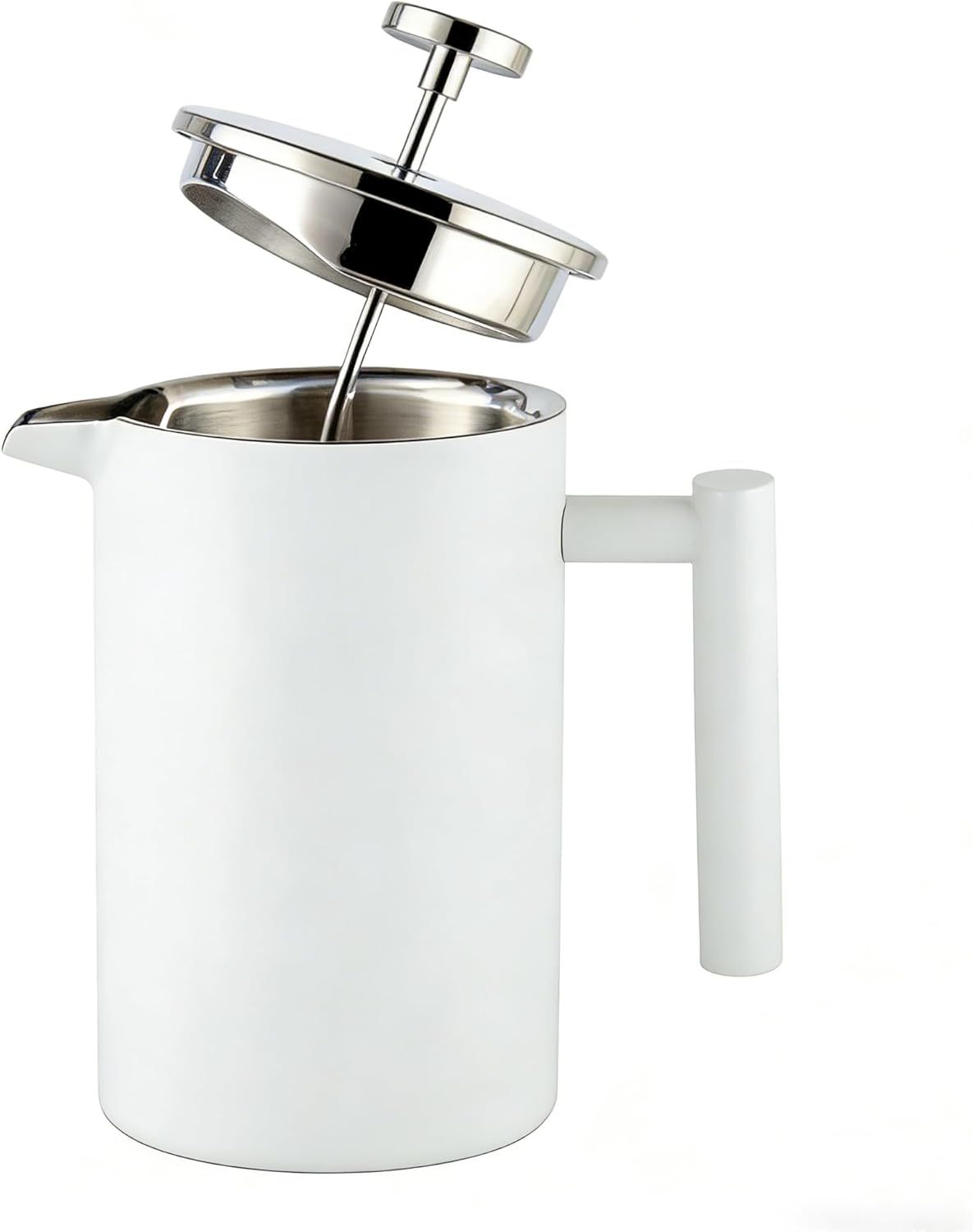 QNA French Press Coffee Plunger, White, 1000 ml