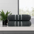 Amor Classic Dobby Stripe Cotton Bath Towels, Set of 2
