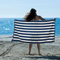 striped cotton terry beach towel blue stripes 1PC