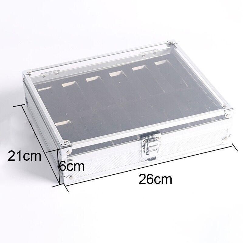 12 Slot Carbon Fibre Aluminium Watch Box, 26 x 21 x 6 cm
