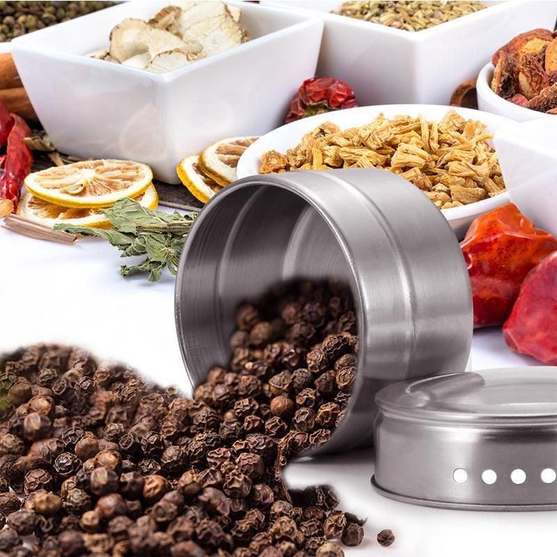 Magnetic Stainless Steel Spice Jars with Clear Lids, Set of 12