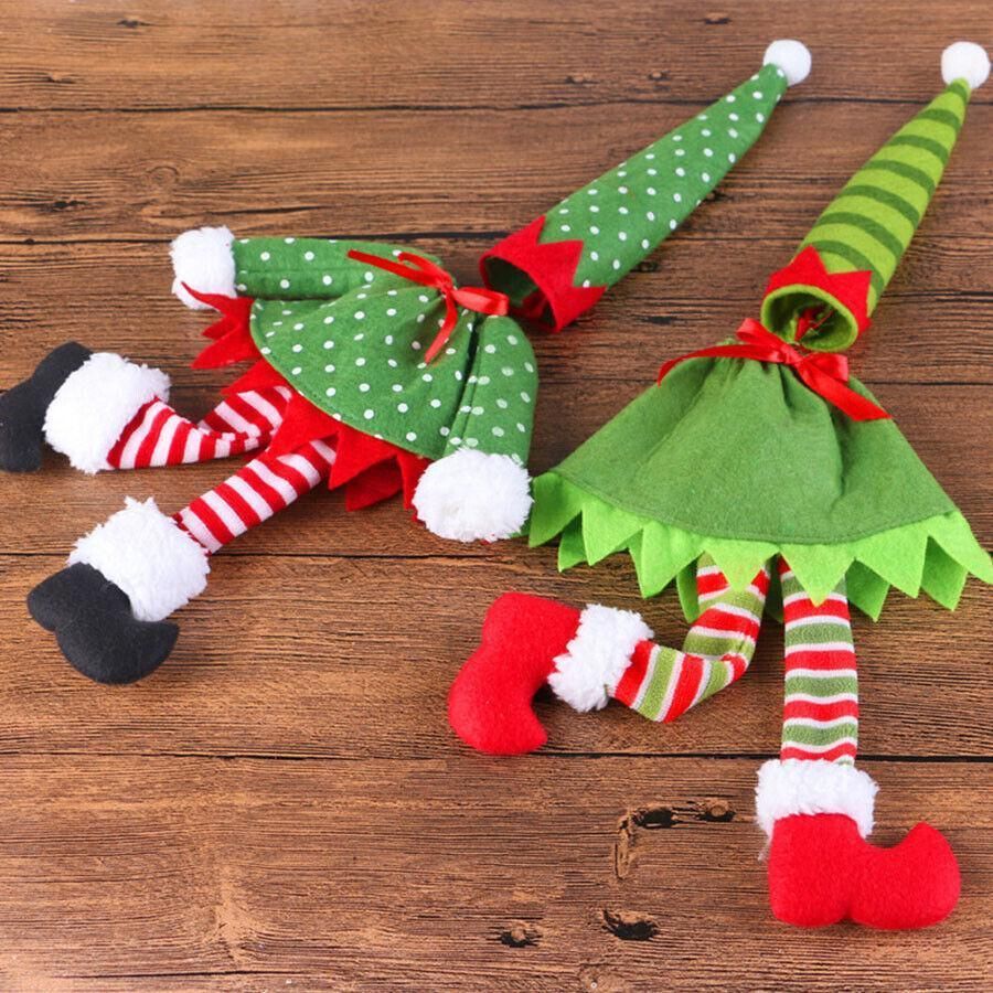 4X Christmas Bottle Covers Gift Holder Bags Red Wine Clothes Dot