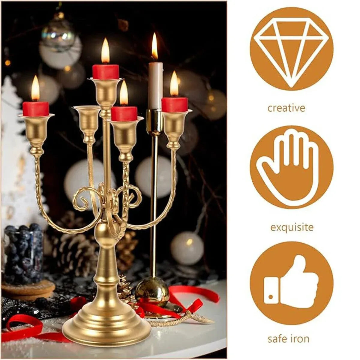 Vintage European Metal Candle Holder Decorative Ornament for Home