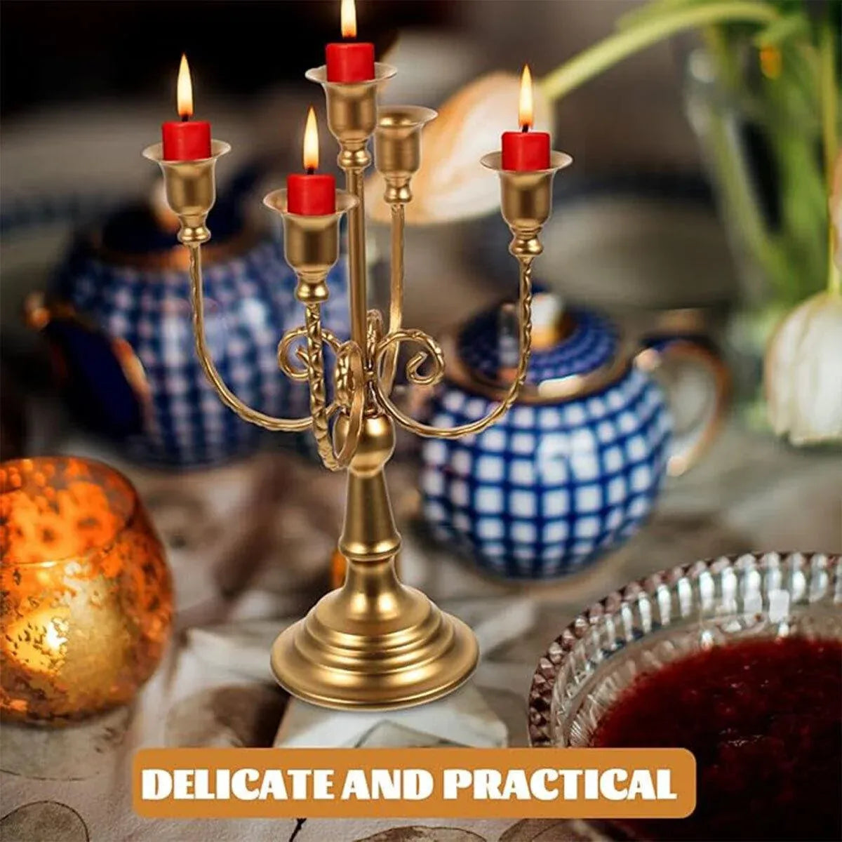 Vintage European Metal Candle Holder Decorative Ornament for Home