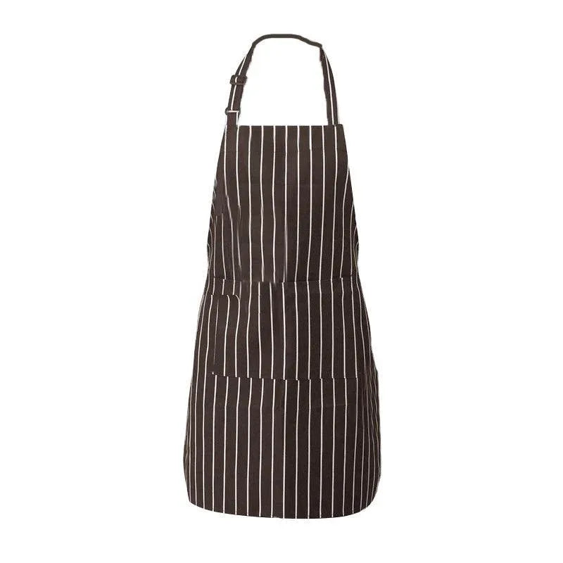 Striped Kitchen Aprons with Pocket, Coffee and White, 2 Pack