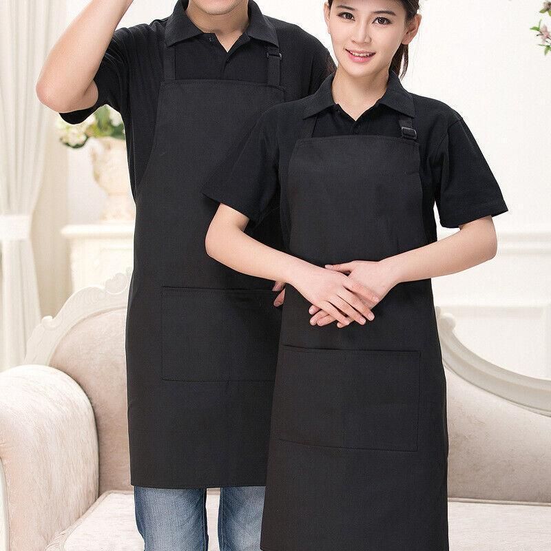 Striped Kitchen Aprons with Pocket, Coffee and White, 2 Pack