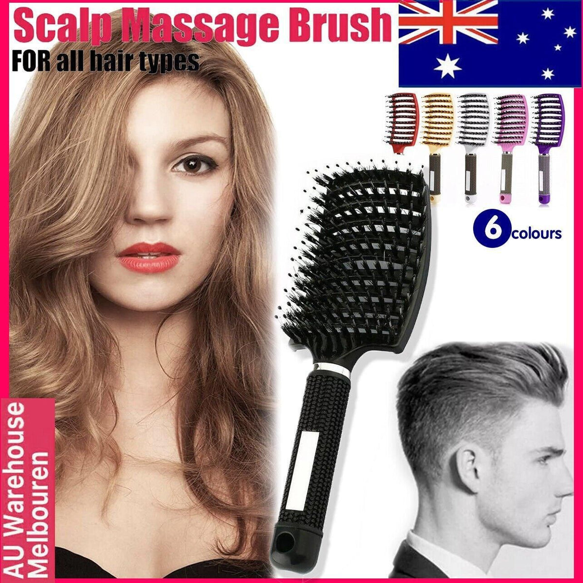 Vented Boar and Nylon Bristle Hair Brush, 25 x 8 cm