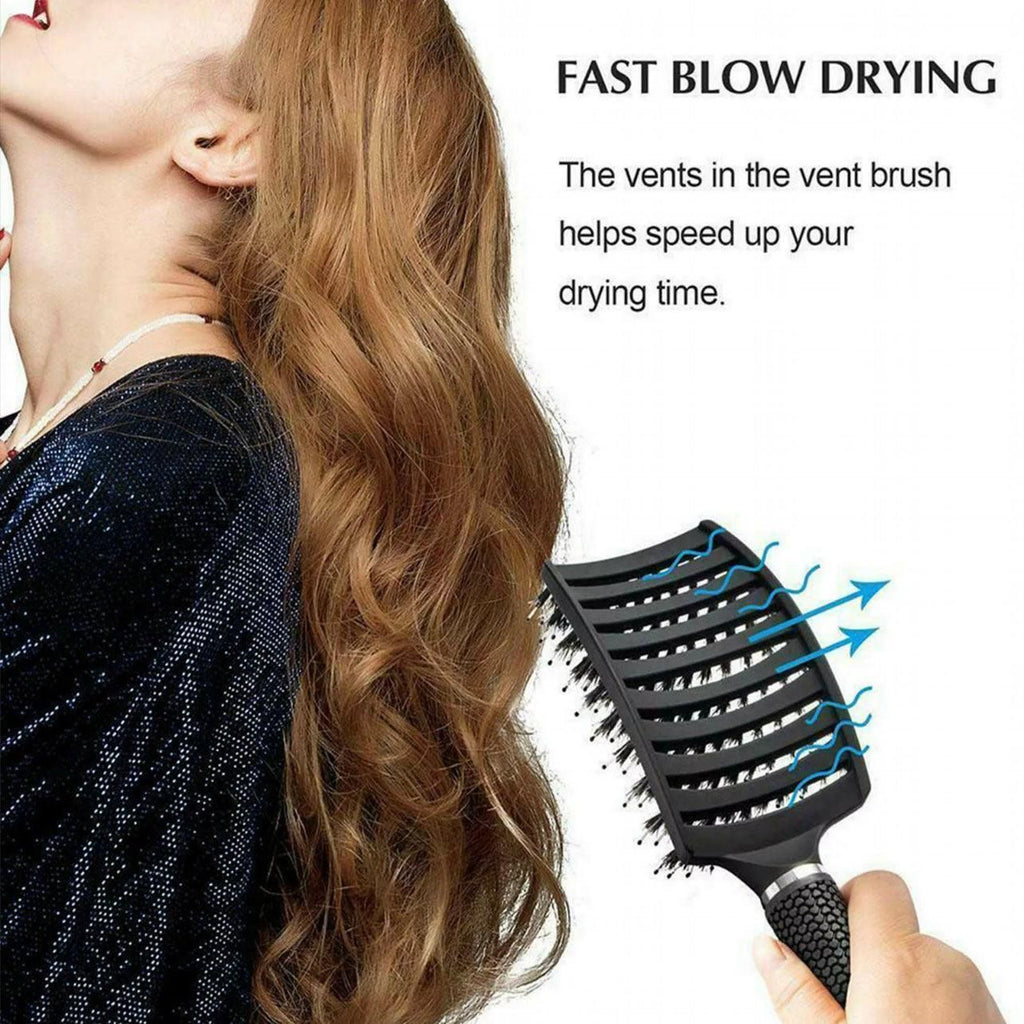 Vented Boar and Nylon Bristle Hair Brush, 25 x 8 cm