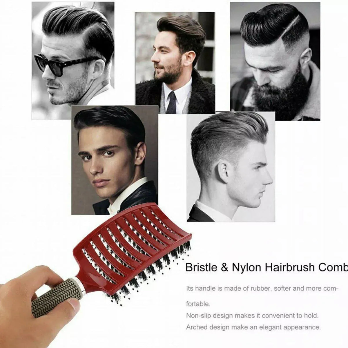 Vented Boar and Nylon Bristle Hair Brush, 25 x 8 cm