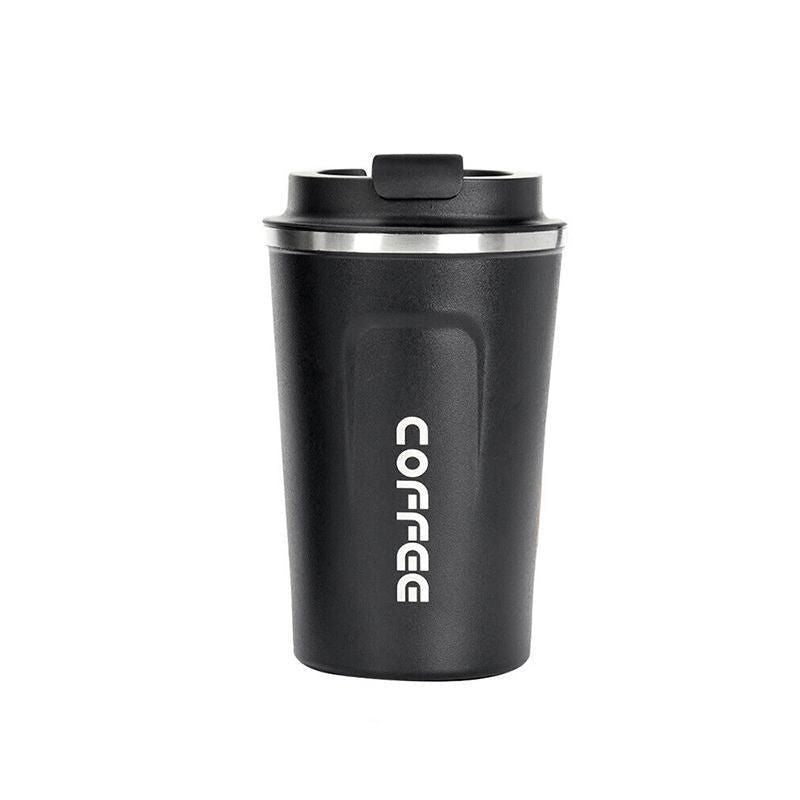 Insulated Stainless Steel Travel Coffee Cup, Black, 380 ml