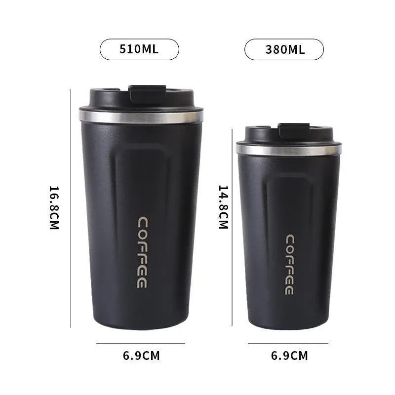 Insulated Stainless Steel Travel Coffee Cup, Black, 380 ml