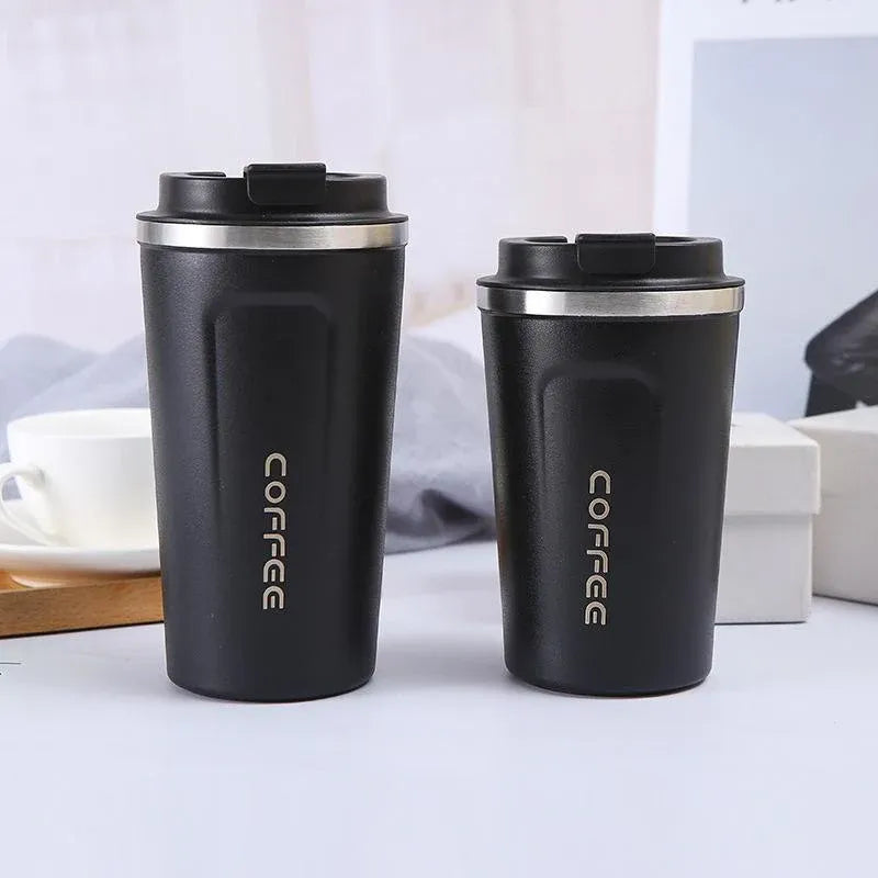 Insulated Stainless Steel Travel Coffee Cup, Black, 380 ml