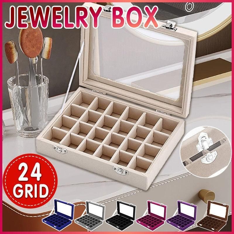 Velvet Jewelry Box Earring Organizer Display Case Storage Holder